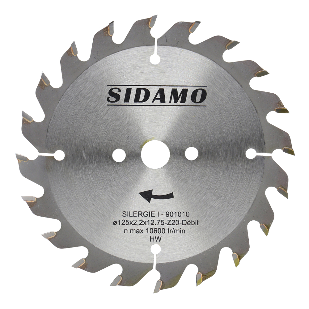 Lame de scie circulaire carbure SILERGIE I pour bois durs et tendres, panneaux bruts ou plaqués SIDAMO - 901010
