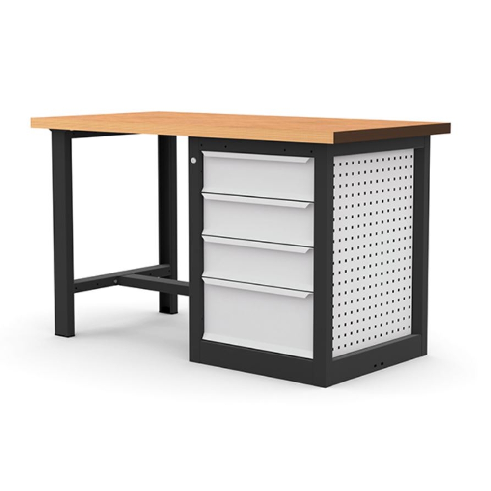 Etabli d'atelier avec meuble 4 tiroirs 150 cm SORI E150MB4T