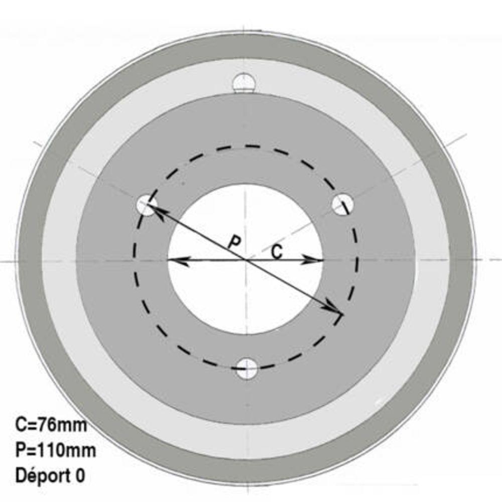 Jante 2.50x8 3/0 76x110 H11 300KG 9006 - SONAMIA - R000004