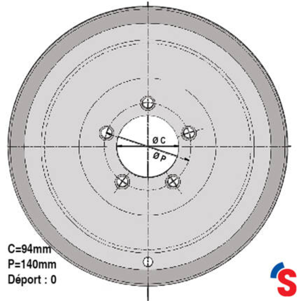 Jante 7.00x12 5/0 94x140 E18 9006 40km/h - SONAMIA - R000041