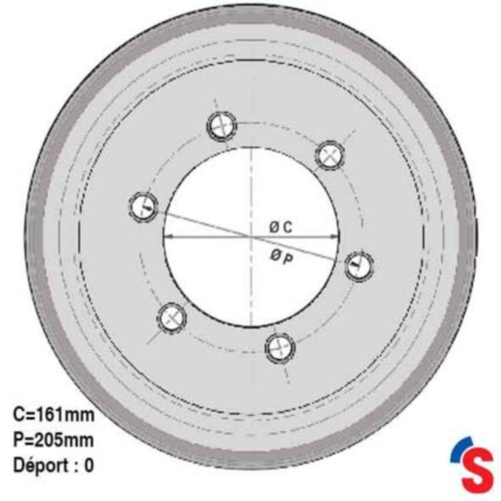Jante 8.25x19.5 6/0 161x205 A2 9006 40km/h - SONAMIA - R000089