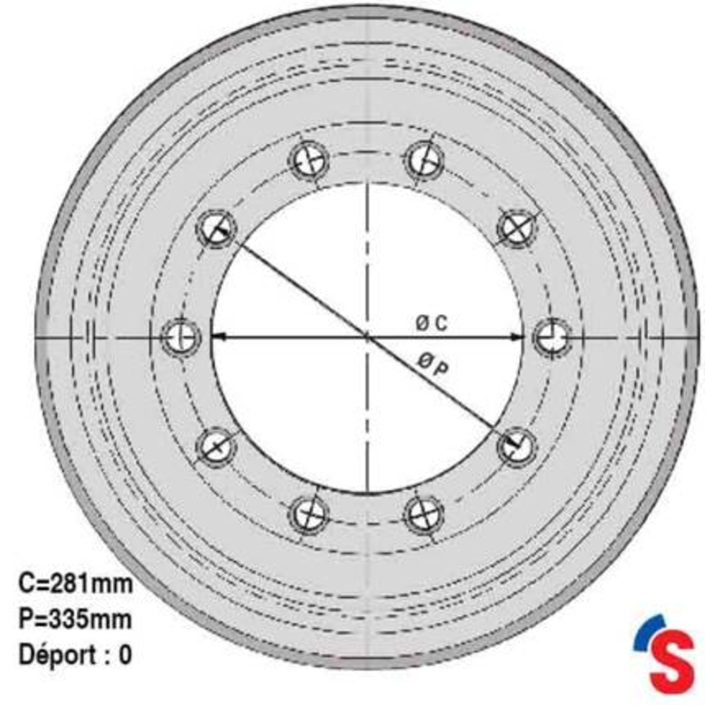 Jante 14.00x19.5 A3 9006 10/0 281x335 40km/h - SONAMIA - R000097