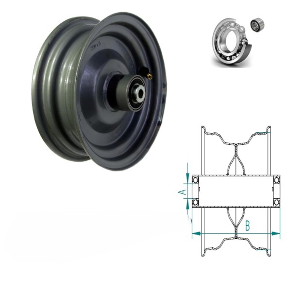 Jante basse creuse 5.50x8 rb 17l200 9006p2 gr 25 - 40 km/h div - R000176