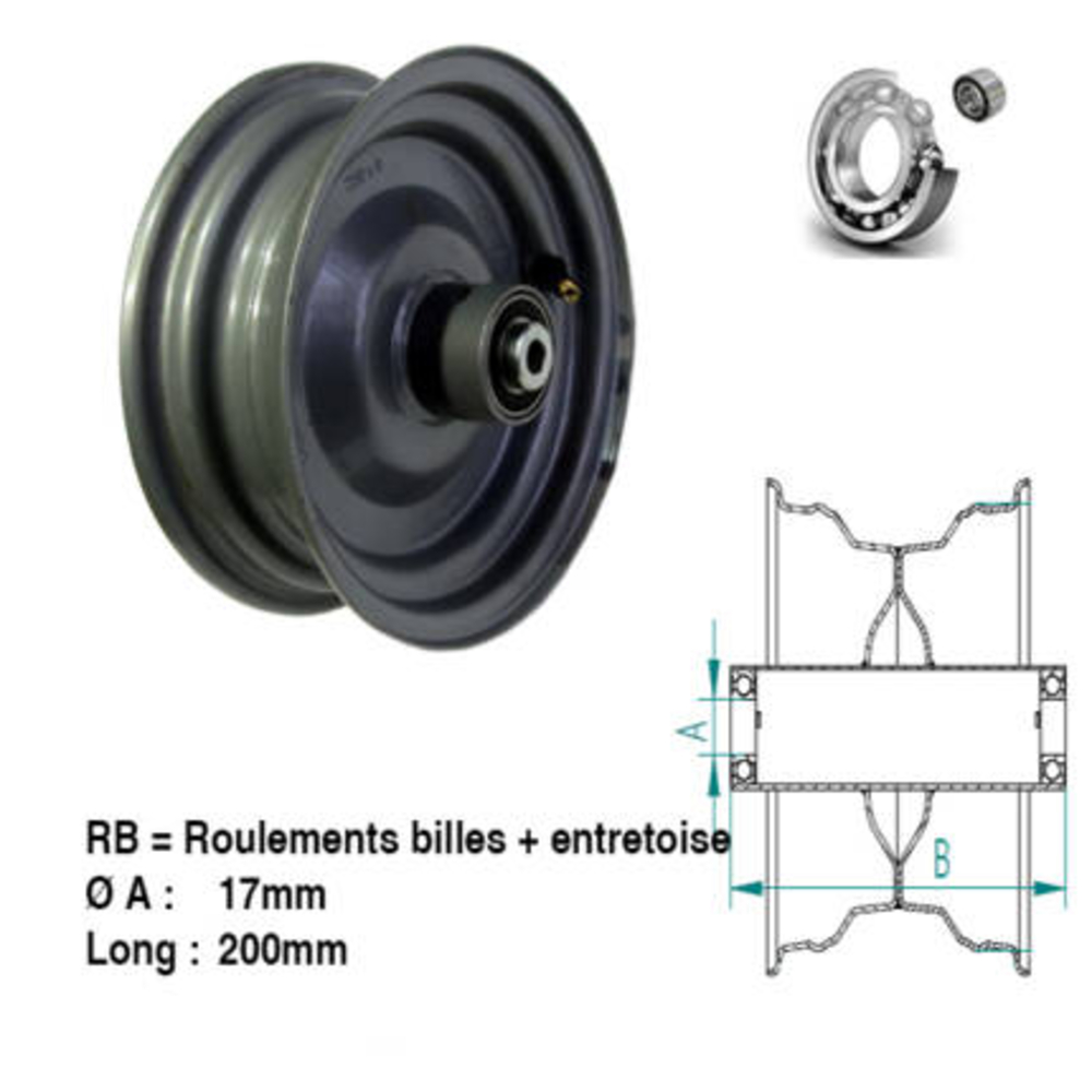 Roue à moyeu 30K 5.50x8 RBD17L200 9006 GRAISSEUR ROUL BLOQUE - SONAMIA - R000176