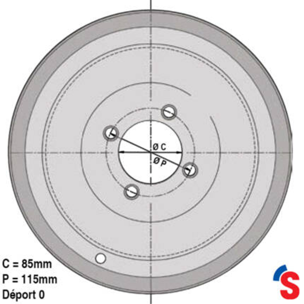 Jante 3.00x8 C90 4/0 85x115 415KG 9006 - SONAMIA - R000892