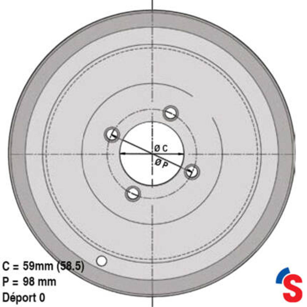 Jante 5.50x8 4/0 58.5x98 C60 347K 9006P2 - SONAMIA - R000893