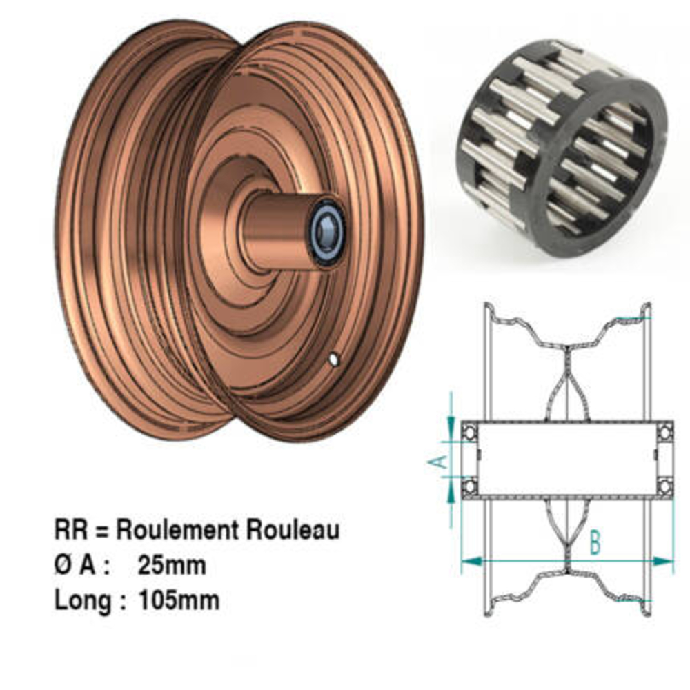 Roue à moyeu 20K 2.50x8 RRD25L105N 3002P2 - SONAMIA - S000749