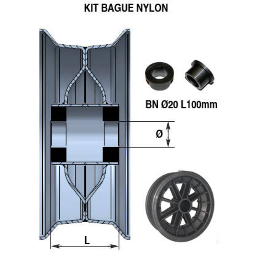 Bagues nylon KIT X2 NOIRE D25 L100 - SONAMIA - S004876