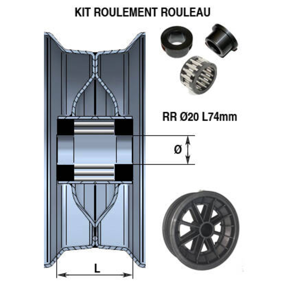 Roulements rouleaux KIT 1ROULMT ROULEAUX D20 + 2BAGUES D20/74 2070 - SONAMIA - S004882