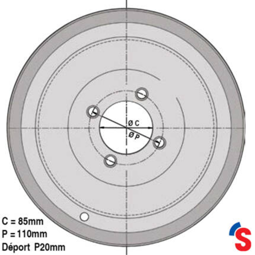 Jante 4.25x10 4P20 85x110N H13 2-4/6 9010P2 TMD16 IN 40km/h - SONAMIA - S008251