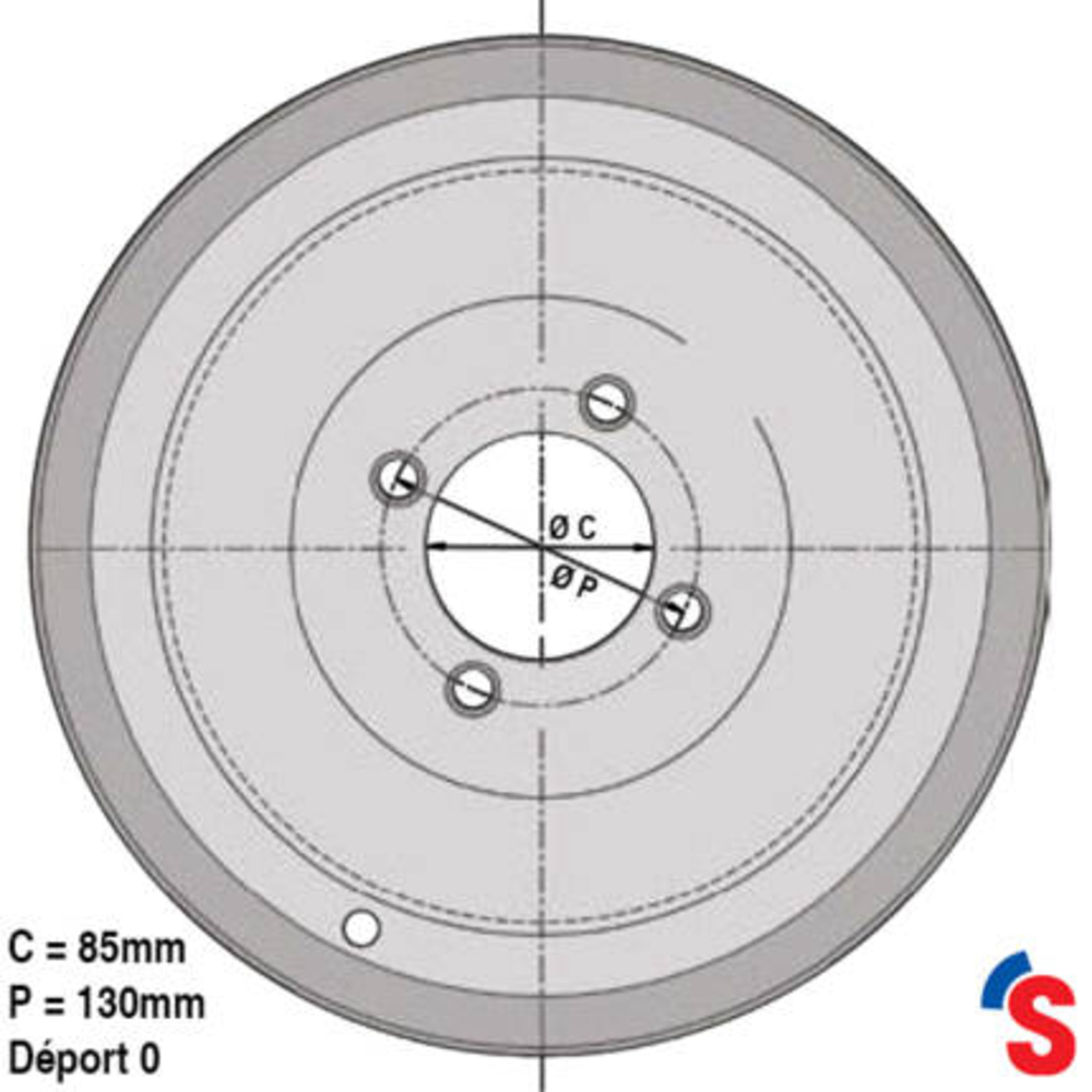 Roue base creche 6.00x10 4/0 85x130N S14 4/8 750KG 9006P2 - SONAMIA - S009735