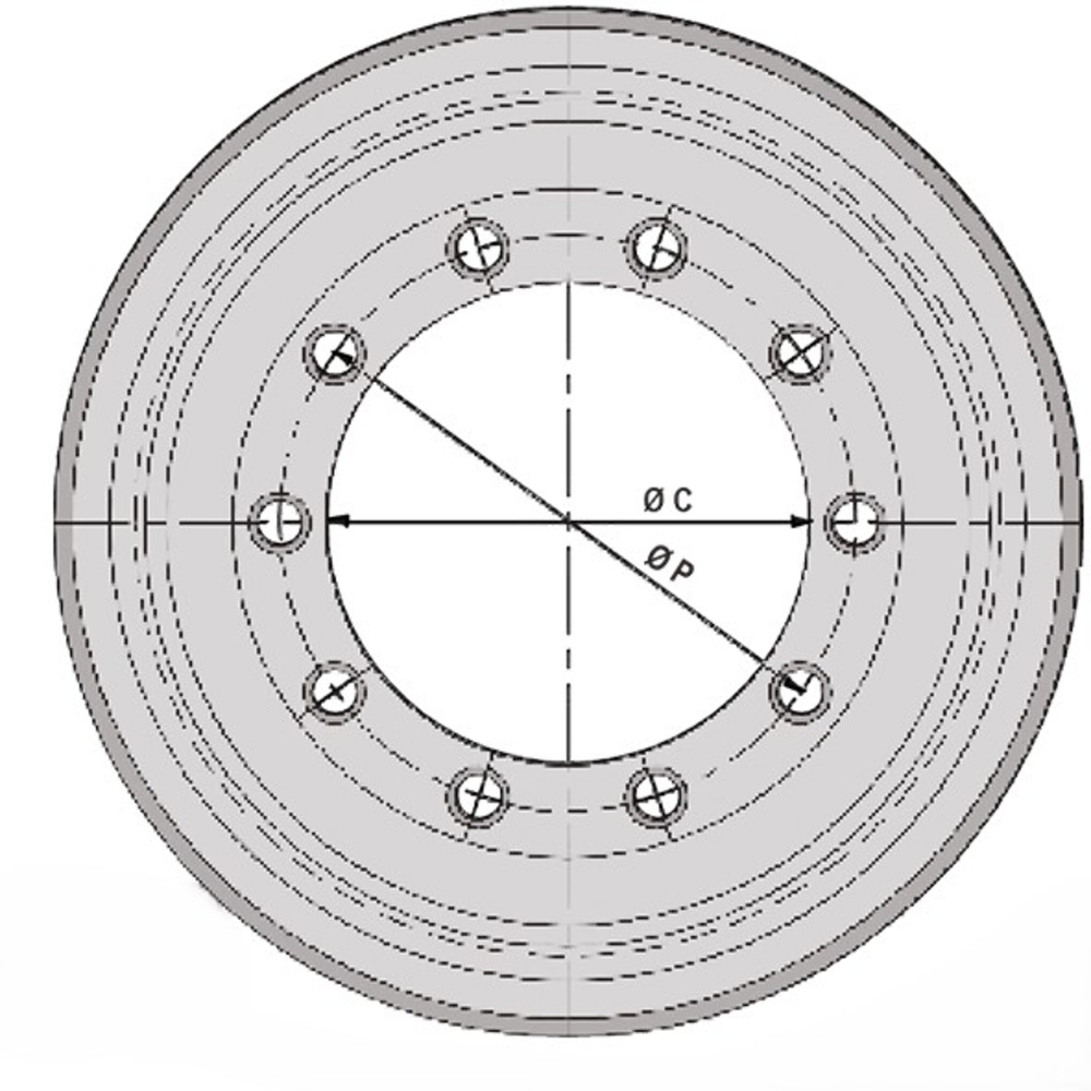 Jante 15.00x38 B3 10/0 281x335 Ø15.7 6/14 9006P2 CI PV 40km/h - SONAMIA - S012115