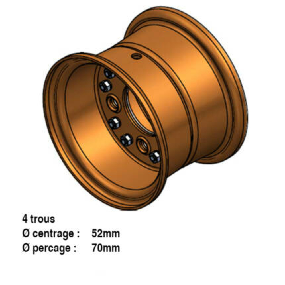 Roue boulonnées JB 2.10x4 TT 4N3 52x70N H8.5 Ø11.5 3/6 9006P2 - SONAMIA - S018635