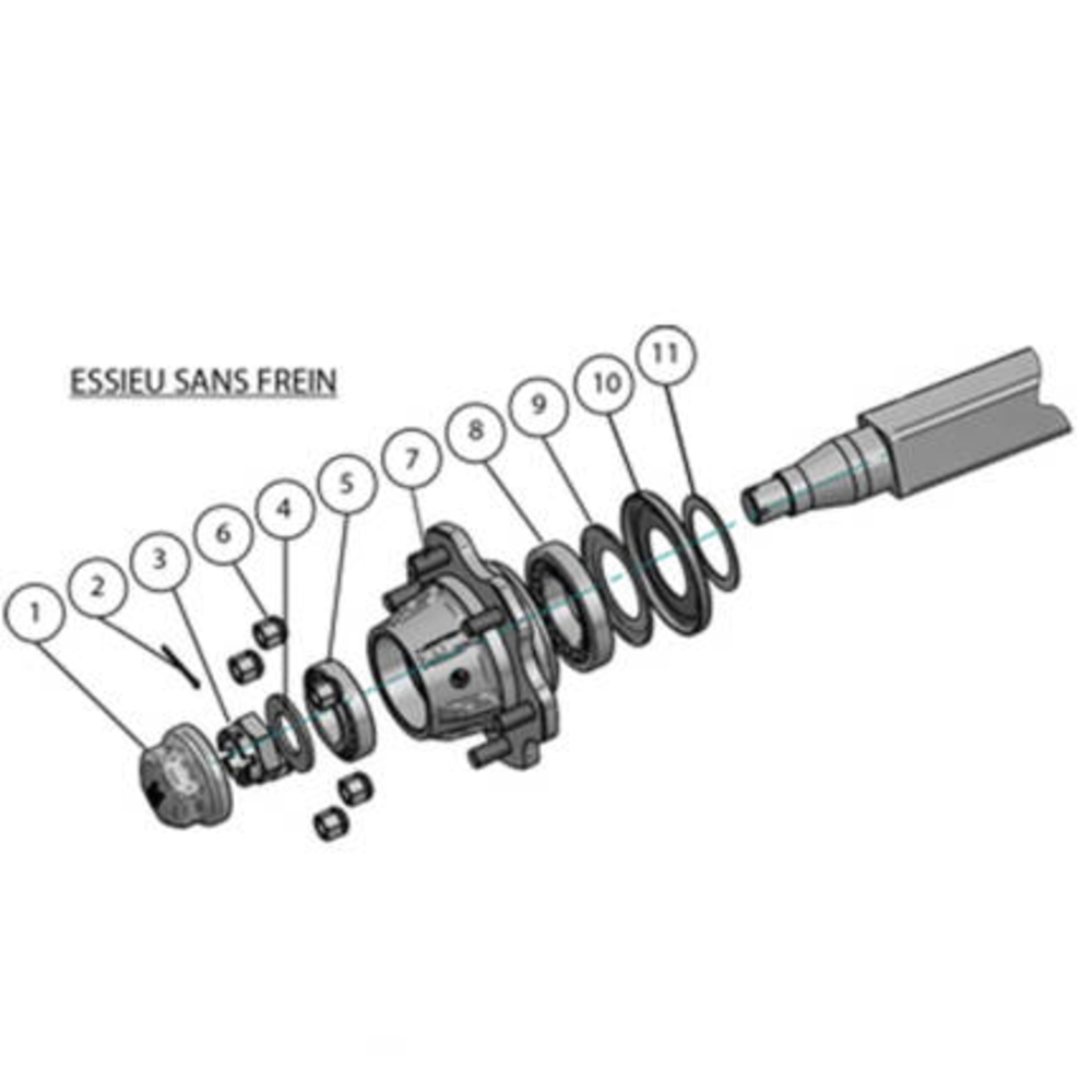 Moyeu complet sans freins carré de 50mm 5 goujons type F ROV 541106002 - SONAMIA - S018728
