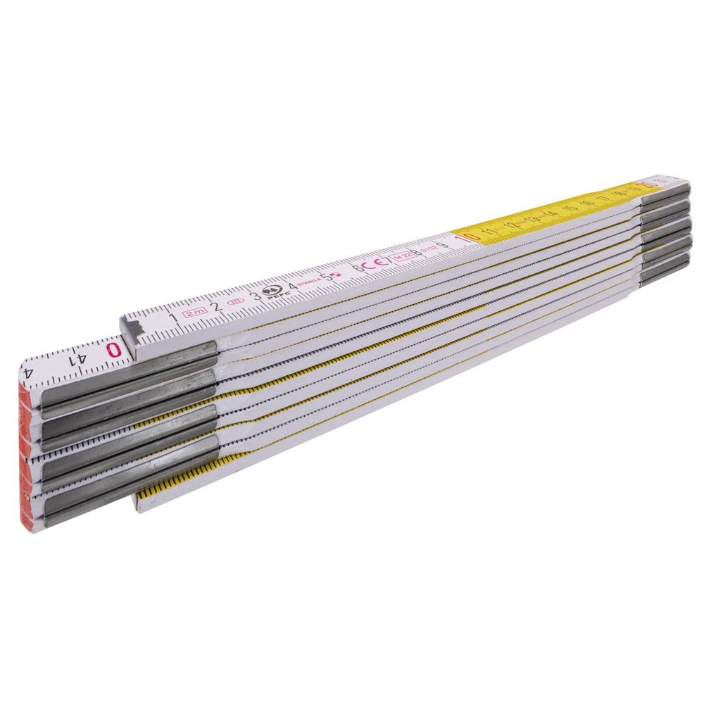 Mètre pliant en bois STABILA type 617, 2 m, graduations métriques blanches et jaunes pour une lecture plus rapide, certifié PEFC - 01128
