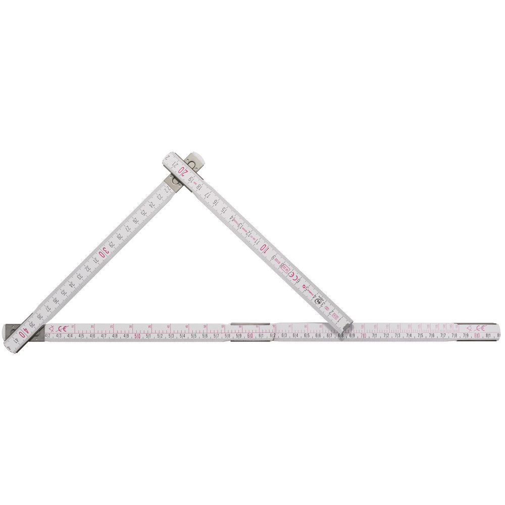 Mètre pliant en bois STABILA type 1607 W, 2 m, blanc, graduations métriques, avec graduation des angles, certifié PEFC - 01135