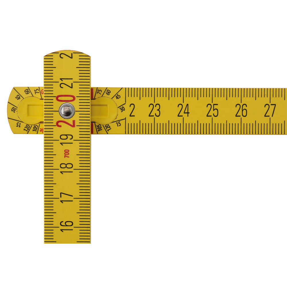 Mètre pliant en bois STABILA type 707, 2 m, jaune, graduations métriques, avec schéma angulaire, certifié PEFC - 01304