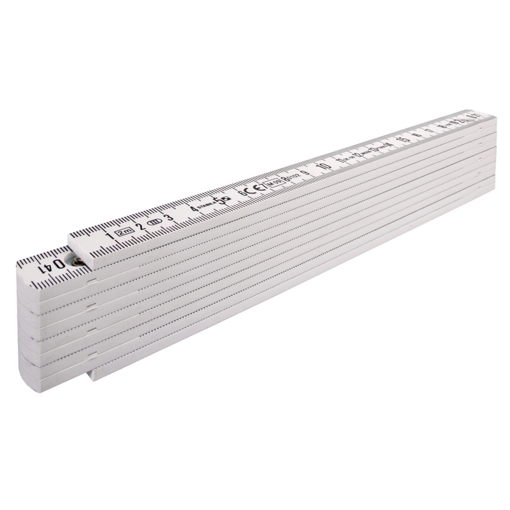 Mètre pliant en plastique STABILA Type 1107, 2 m, blanc, graduation métrique - 01701