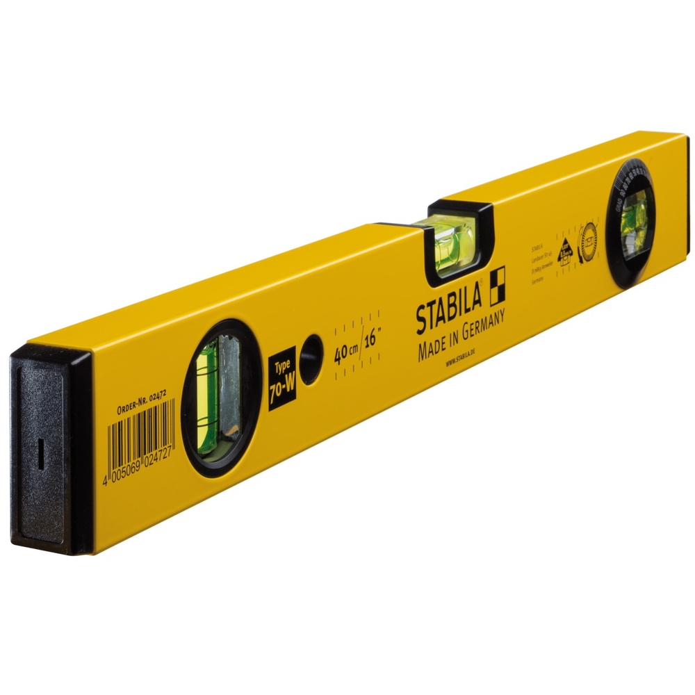 Niveau à bulle STABILA Type 70 W, 40 cm, avec fiole d’angle rotative - 02472