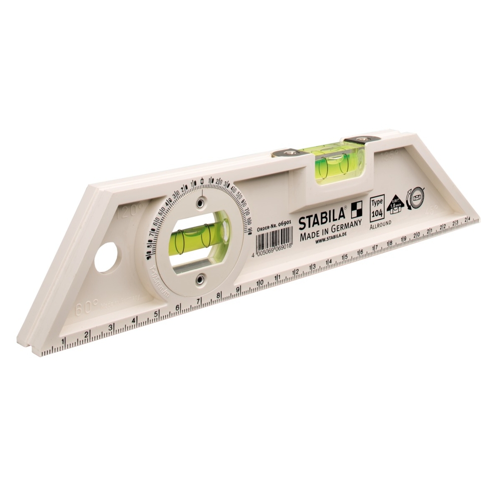 Niveau à bulle STABILA Type 104 Allround Torpedo, 25 cm, avec fiole d’angle rotative - 06901