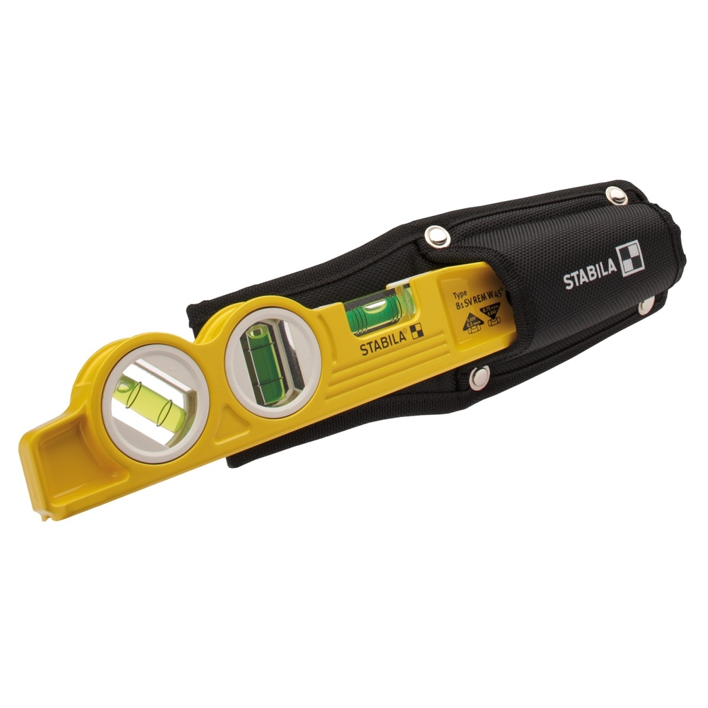 Niveau à bulle STABILA Type 81 SV REM W45 Torpedo, 25 cm, avec système d’aimants aux terres rares, fiole d’angle à 45° - 16672