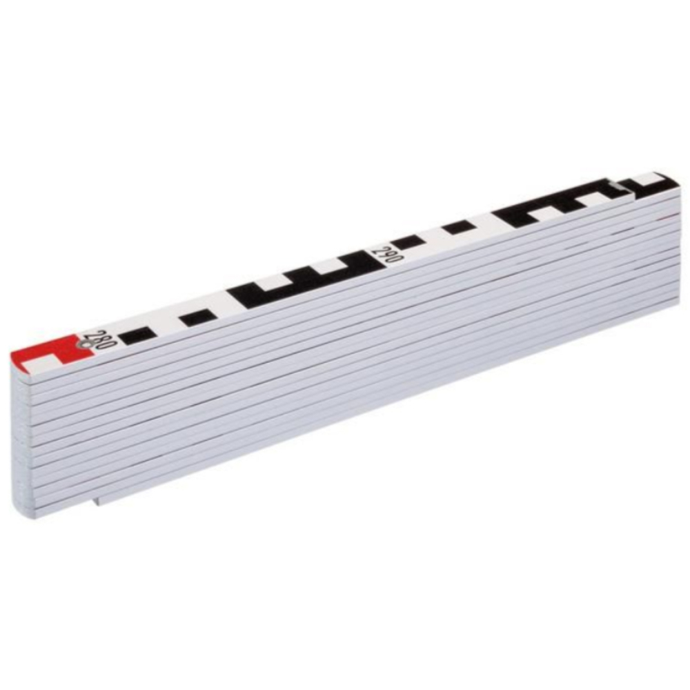 Mètre pliant en bois STABILA type 1407 GEO, 3 m, blanc, graduations métriques/géo, avec schéma angulaire, certifié PEFC - 19074