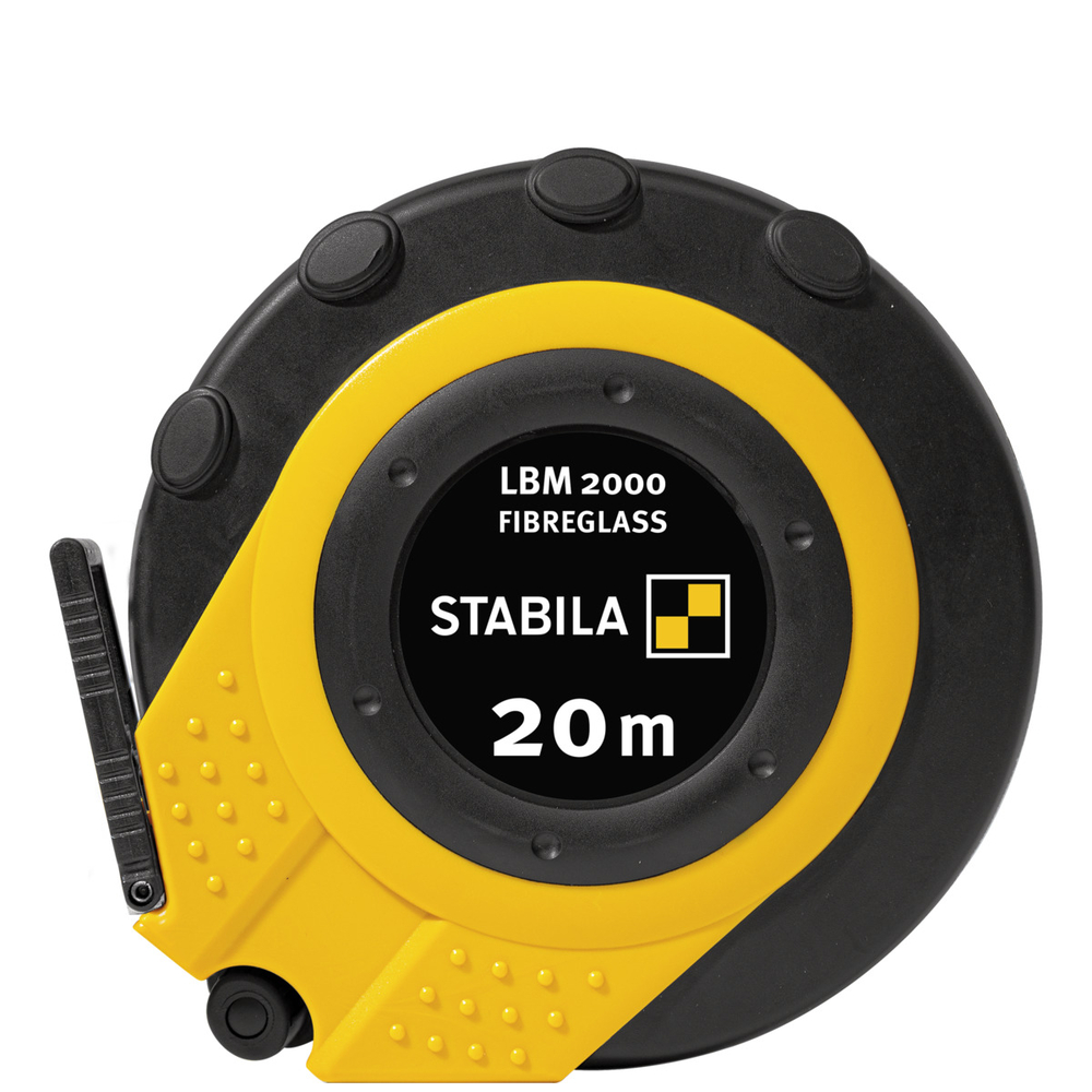 Mètre-ruban à boîtier LBM 2000 FIBREGLASS STABILA, 20 m, ruban en fibre de verre avec graduation métrique, crochet universel - 19654