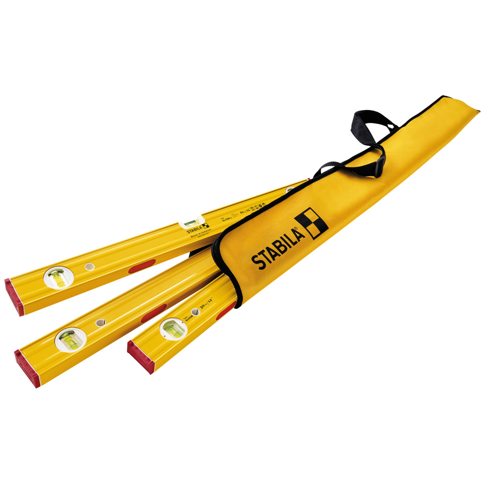Set de niveaux à bulle STABILA PRO 80 ASM, avec système d’aimants aux terres rares, 120 cm / 60 cm / 30 cm / Housse - 19716