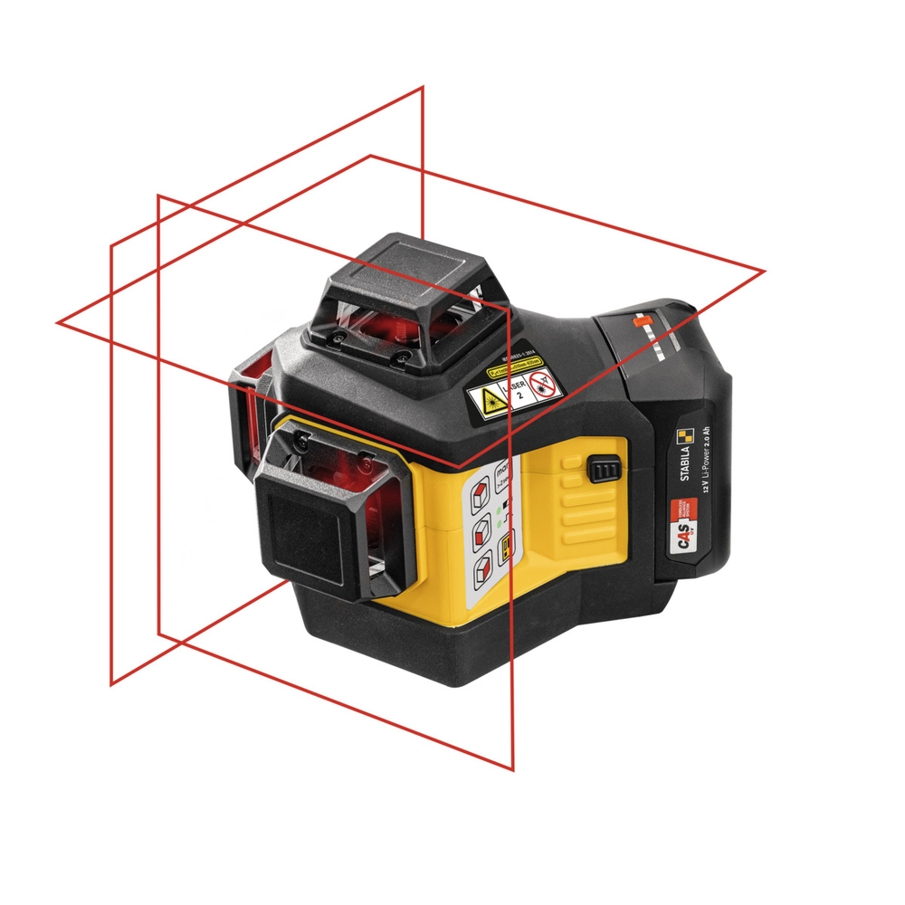 Laser lignes croisées 12 V LAX 600 de STABILA, autonivelant, 3 lignes laser rouges à 360°, 1 batterie CAS et 1 chargeur (EU) - 19793