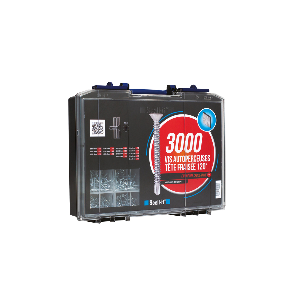 Coffret de 3000 vis autoperceuses ezp - tête fraisée - Ø3,5 à 4,8mm - SCELL-IT - COF004-TFC