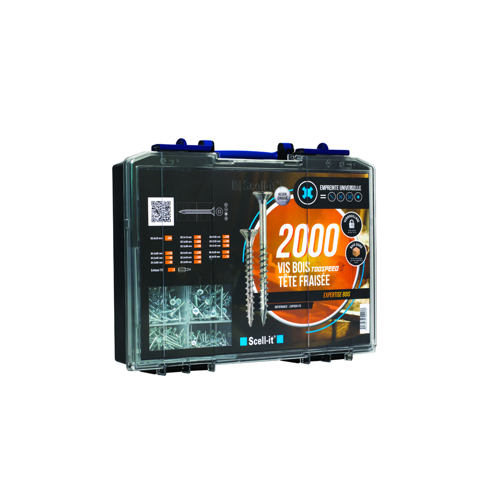  Coffret de 2000 vis pour bois tête fraisée - SCELL-IT - COF020-TS