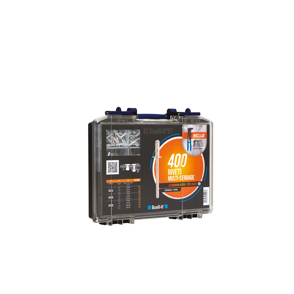 Coffret de 400 rivets multi-serrages + pince - SCELL-IT - COF500