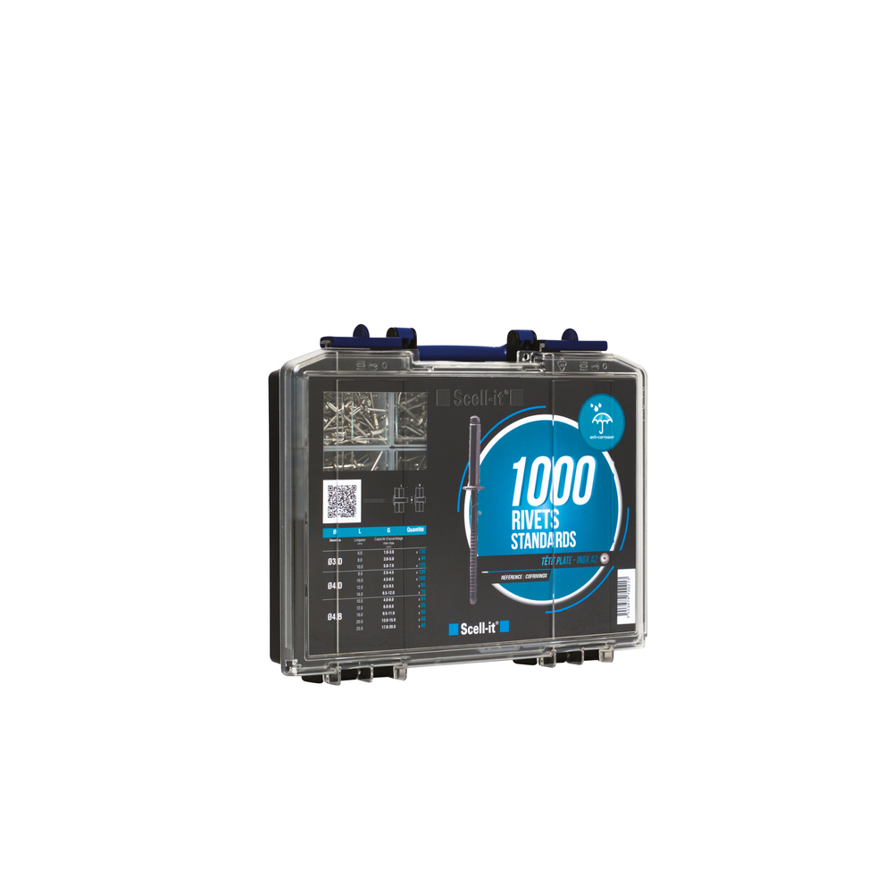 Coffret de 1000 rivets standard tête plate - SCELL-IT - COFRIVINOX