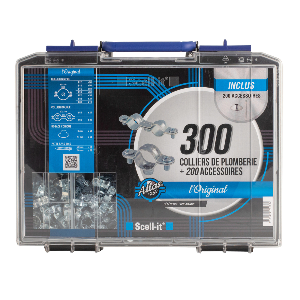 Coffret de 300 colliers de plomberie standards - SCELL-IT - COF-SANCS