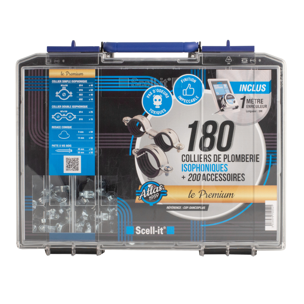 Coffret de 180 colliers de plomberie isophoniques premium - SCELL-IT - COF-SANCSIPLUS