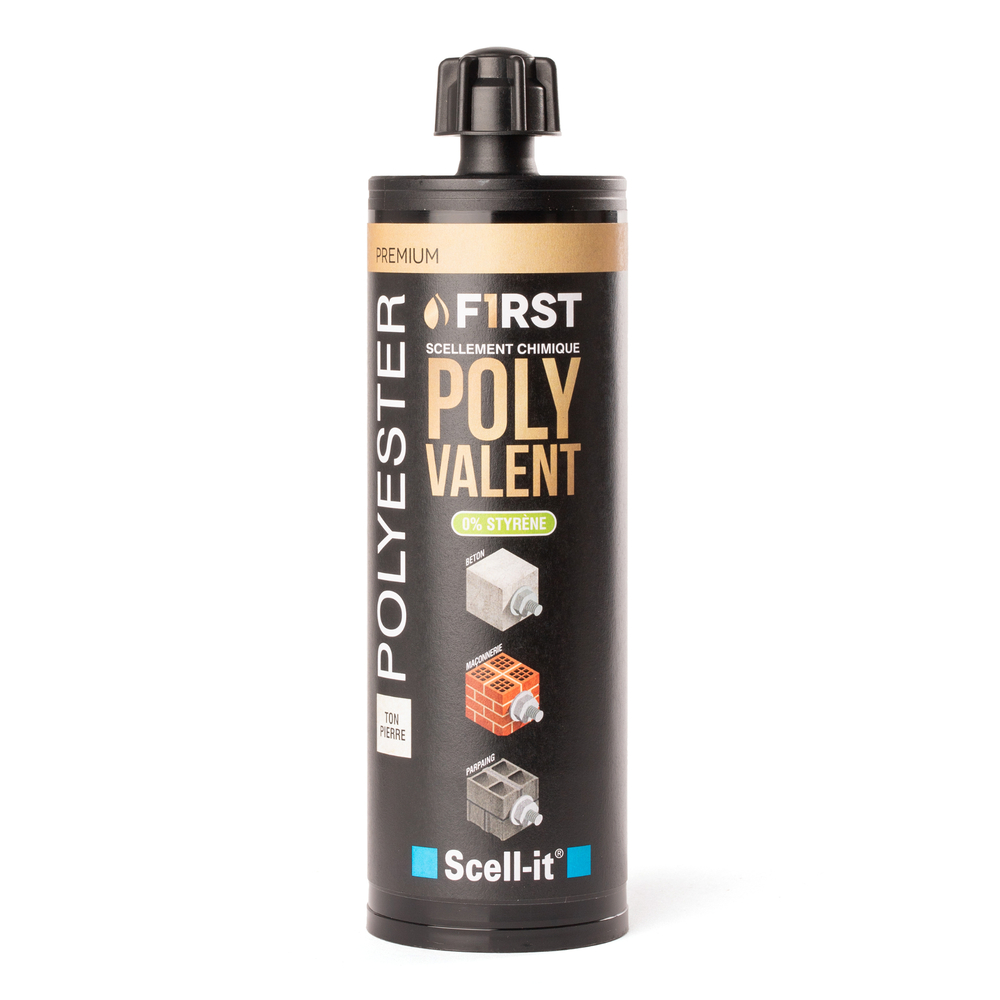 1 cartouche 410ml résine polyester polyvalente plus - 2 ATE - 0 styr. - blanc - SCELL-IT - FIRST410B