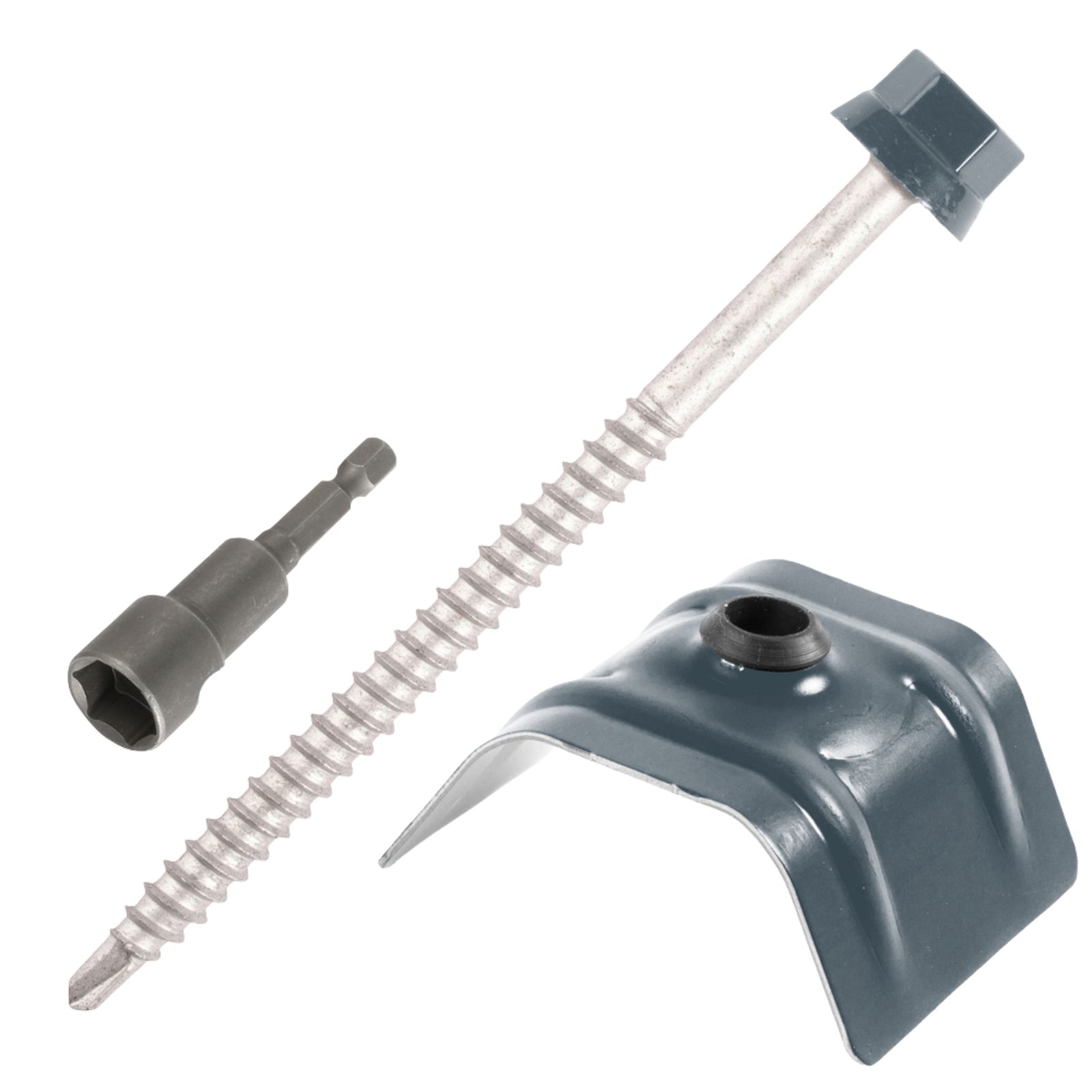 Kit fixation bac acier GRIS RAL7016 sur bois - 100 vis + cavaliers SCELL-IT - K2COUV100-7016