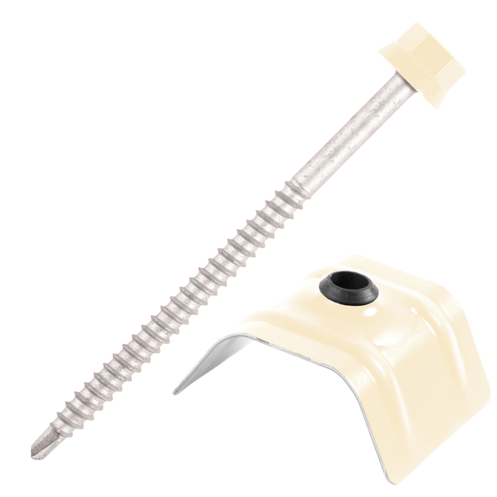 Kit fixation bac acier BEIGE RAL1015 sur bois - 25 vis + cavaliers types C - SCELL-IT - K2COUV25-1015