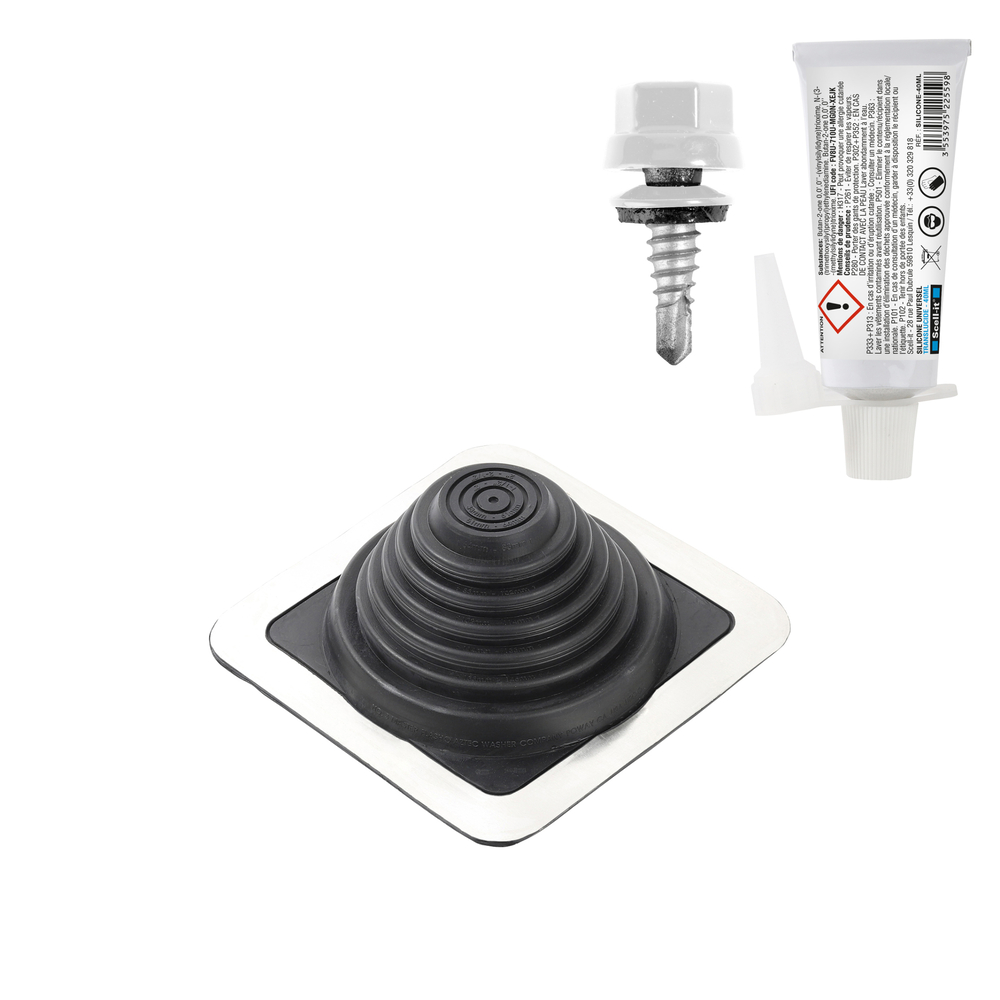 Kit sortie de toiture acier pour conduits Ø0-146 - SCELL-IT - KIT-MF146-ACIER