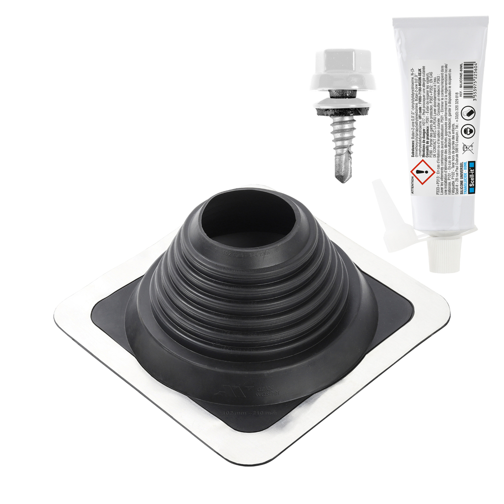 Kit sortie de toiture acier pour conduits Ø101-209 - SCELL-IT - KIT-MF209-ACIER