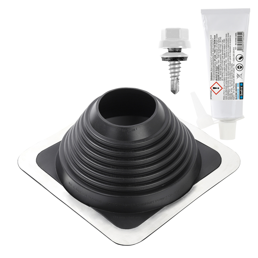 Kit sortie de toiture acier pour conduits Ø121-254 - SCELL-IT - KIT-MF254-ACIER