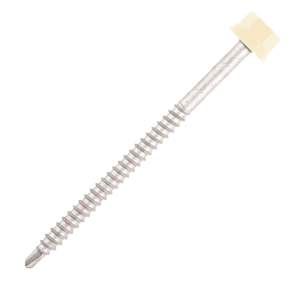 100 Vis bac acier - sommet de nervure - support bois - TH12-6,3x75mm- RAL1015 - SCELL-IT - ZTW-63075-1015