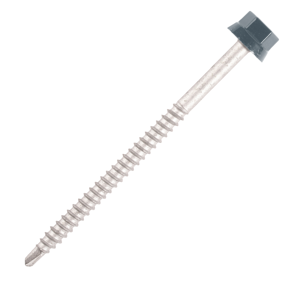 100 Vis bac acier - sommet de nervure - support bois - TH12-6,3x130mm- RAL7016 - SCELL-IT - ZTW-63130-7016