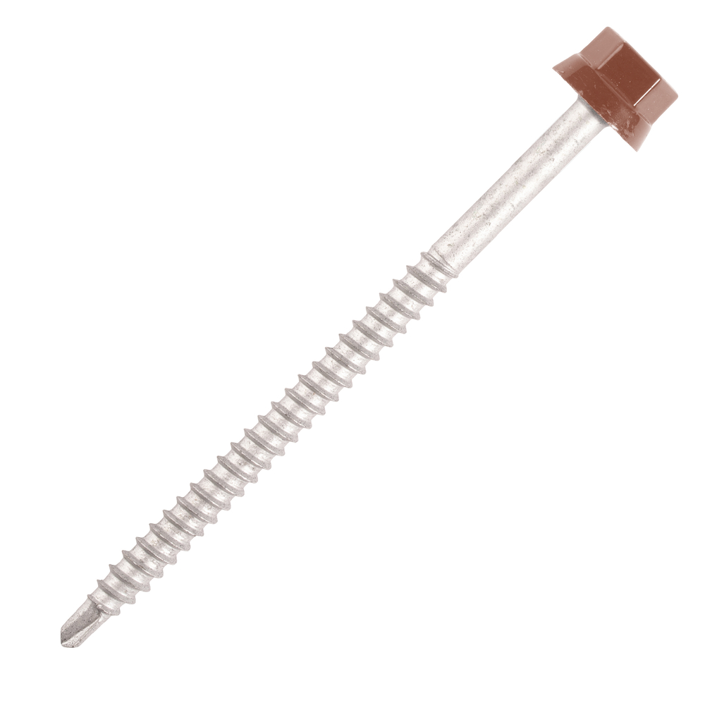 100 Vis bac acier - sommet de nervure - support bois - TH12-6,3x130mm- RAL8012 - SCELL-IT - ZTW-63130-8012