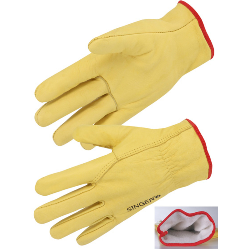 Gant tout fleur bovin jaune entièrement doublé molleton - SINGER - 56GYP00