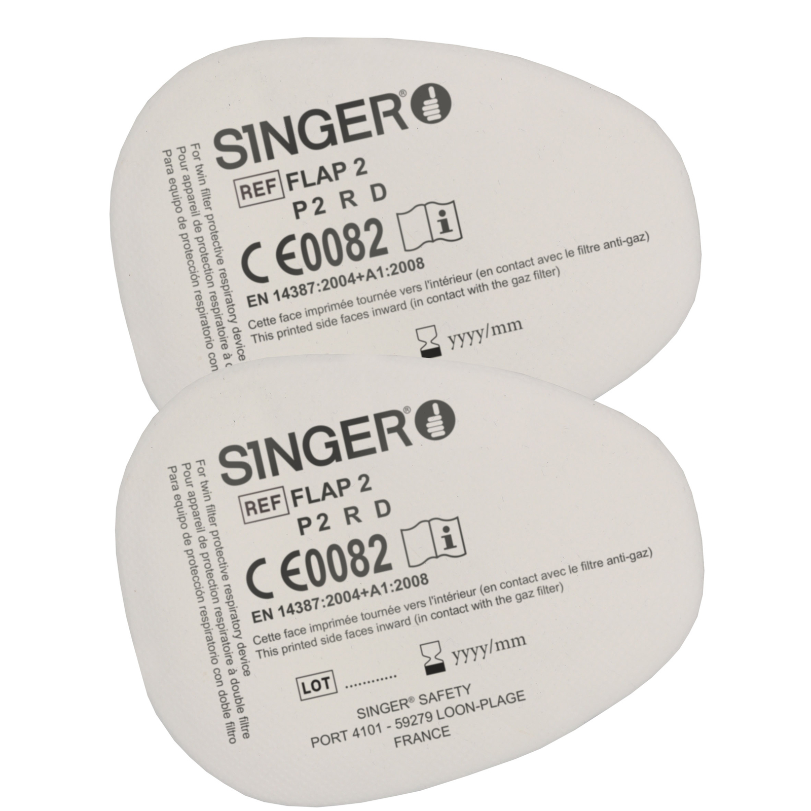 5 paires de filtres  FLAP2 FFP2 SINGER - 5FLAP2