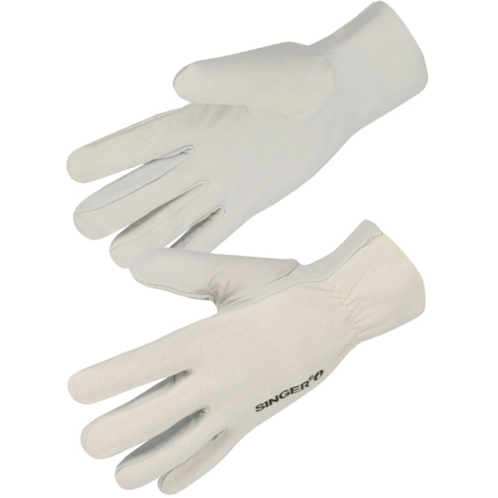 Gant paume fleur d'agneau Dos coton interlock écru - SINGER - AGN105