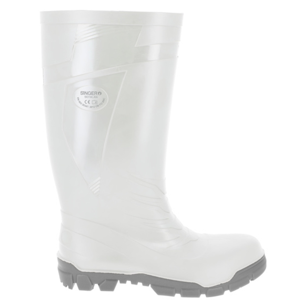 Bottes de travail PVC/nitrile OB FO SR blanc et gris Amagnétique - SINGER - BOTBLAN