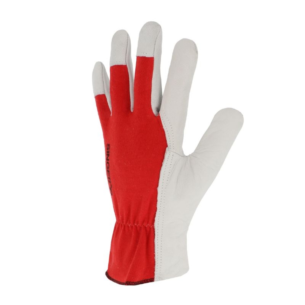 Gants manutention légère Paume fleur de chèvre Dos interlock rouge - SINGER - CCHV56IR