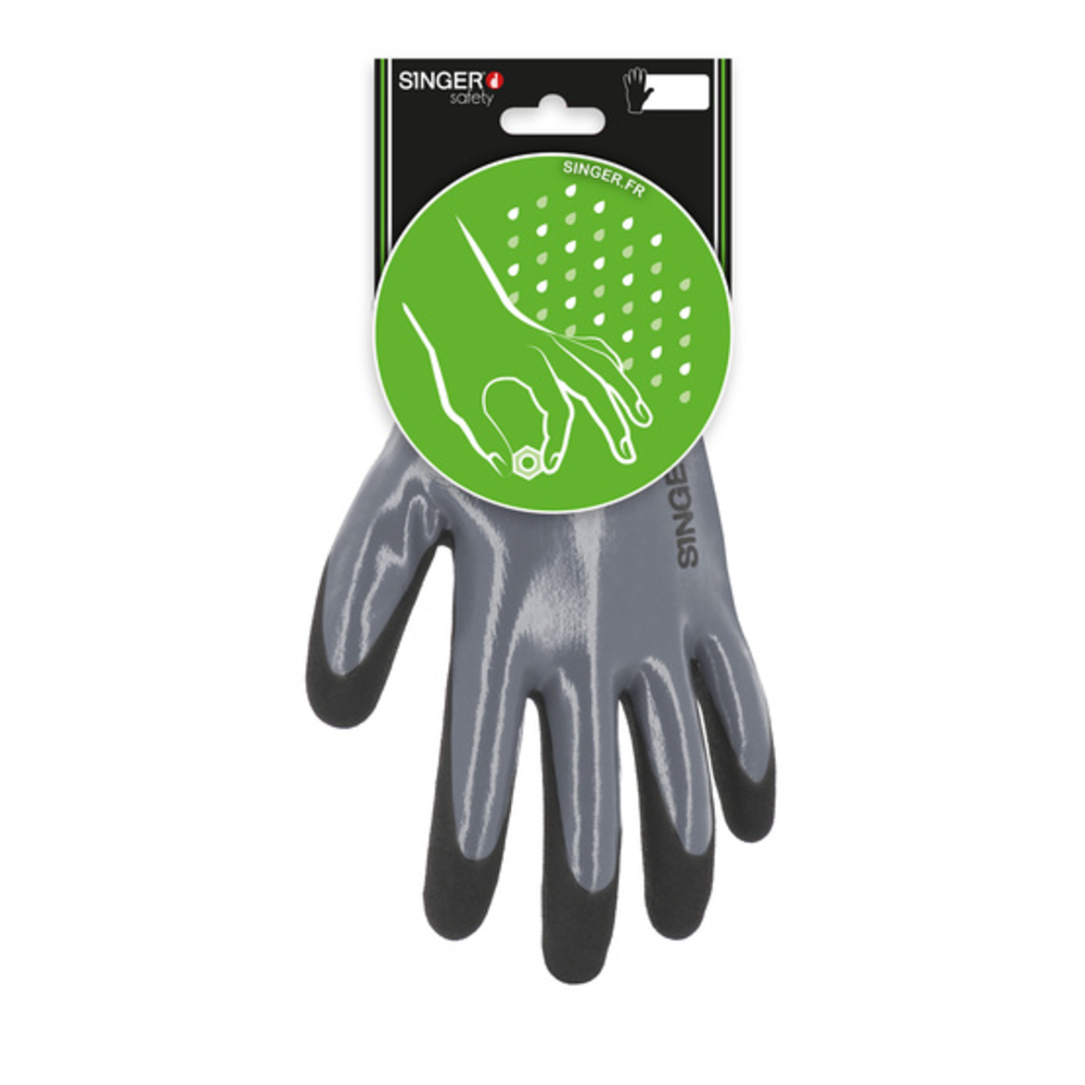 Gants nylon enduits nitrile double couche - SINGER - CGRIP157